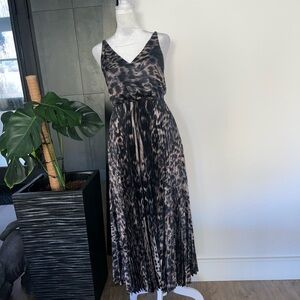 All Saints Black and Brown Animal Print Maxi Dress